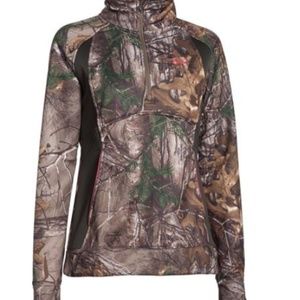 Under Armour Camo Fleece ColdGear 1/4 Zip Large